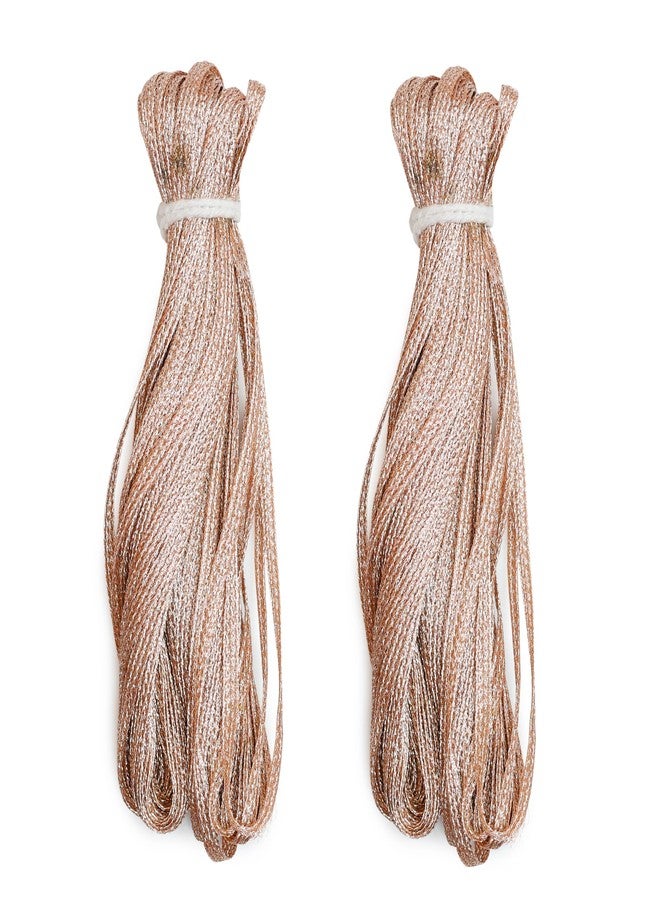 Embroiderymaterial Metallic Soutache Braided Cord for Embroidery and Craft Making, 5MM, 2 Rolls 30 Metre, Light Rose Gold Color - Image 1